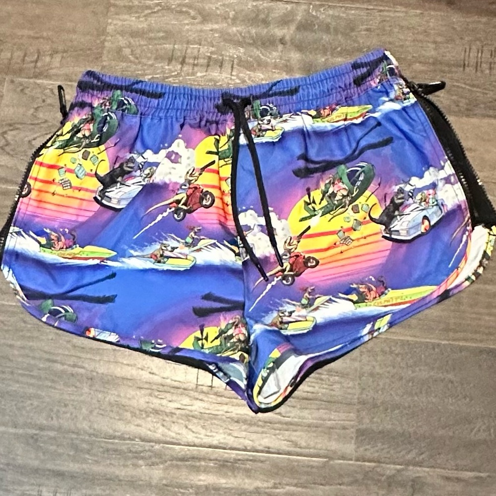 Culprit Rapor Vice Print Women’s BAEthing Bathing Swim Shorts. EUC.